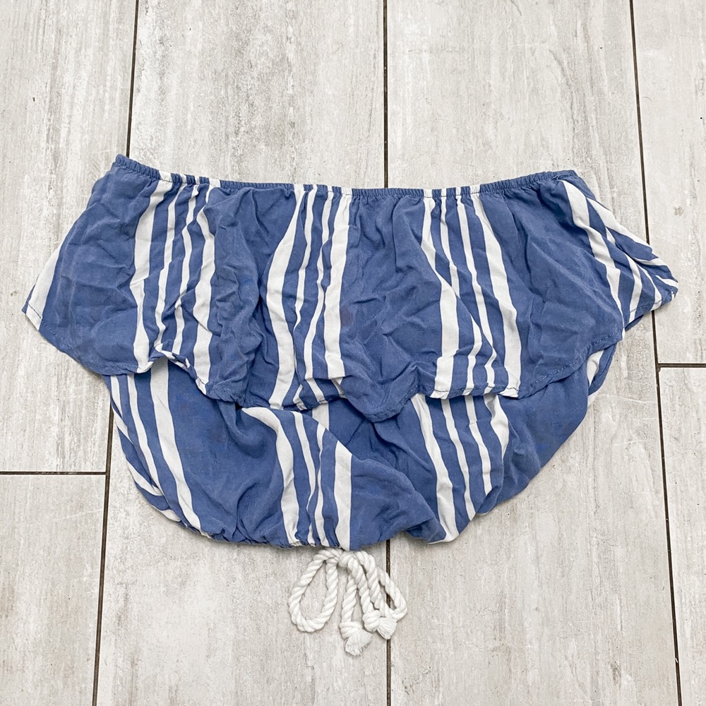 Ocean Drive Off the Shoulder Blue Striped Top